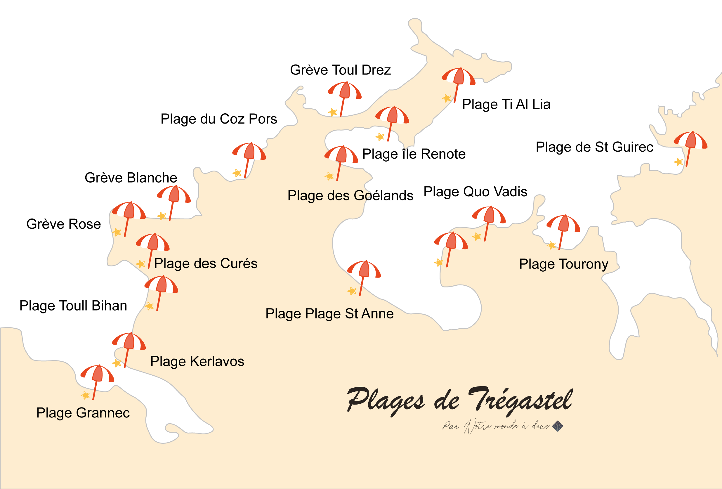 carte-plages-de-tregastel-côtes-darmor